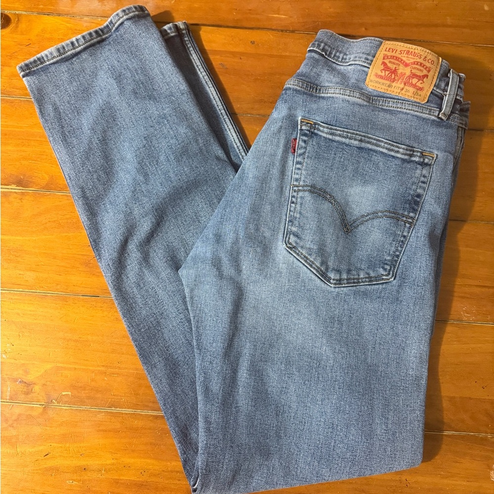Levis WorkWear Fit Jeans Mens 36x34 Blue Original Fit Straight Denim